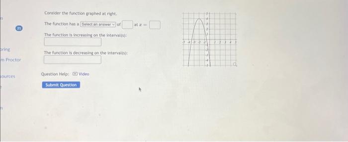 Solved Consider The Function Graphed At Right The Function Chegg