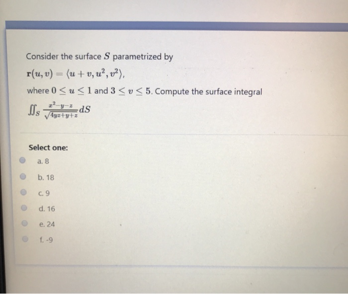 Solved Consider The Surface S Parametrized By R U V U Chegg