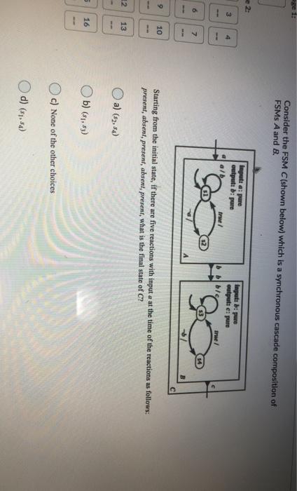 Solved Consider The Fsm C Shown Below Which Is A Chegg