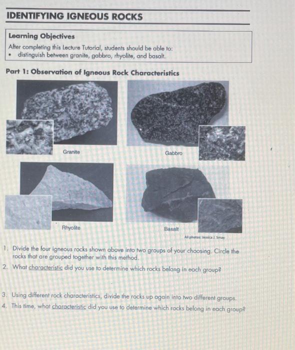 Solved Identifying Igneous Rocks Learning Objectives After Chegg