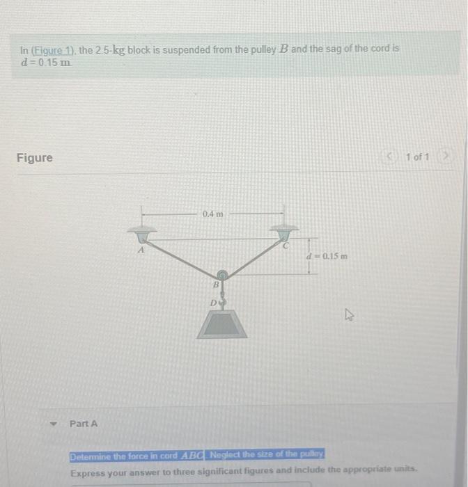 Solved In Figure 1 The 2 5 Kg Block Is Suspended From The Chegg