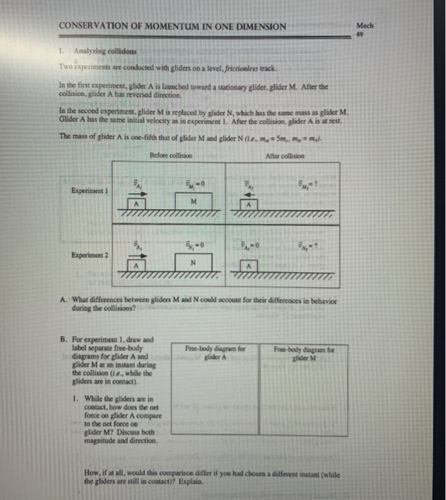 Solved Conservation Of Momentum In One Dimension Mech Chegg