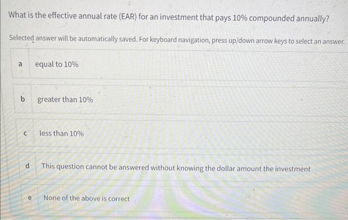 Solved What Is The Effective Annual Rate EAR For An Chegg