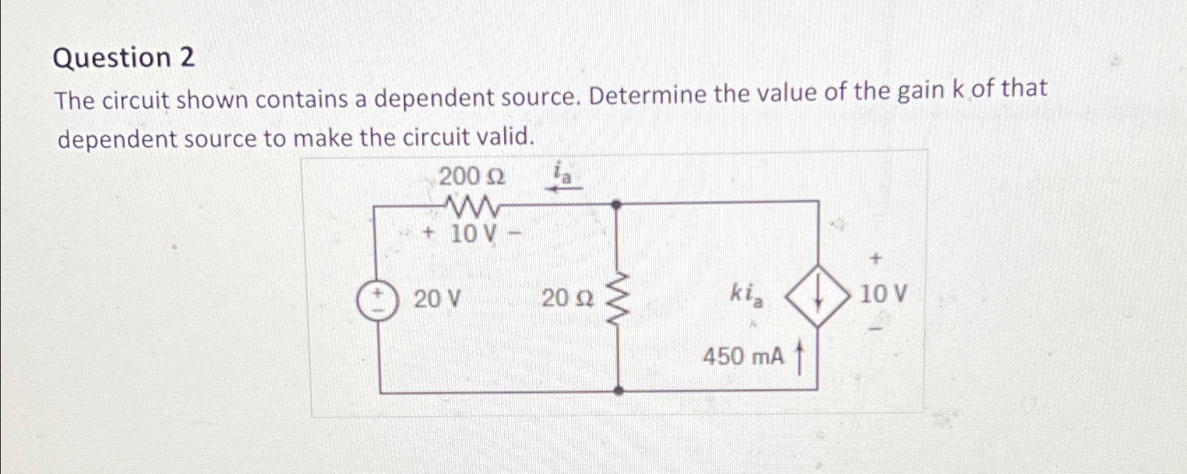 Solved Question 2The Circuit Shown Contains A Dependent Chegg