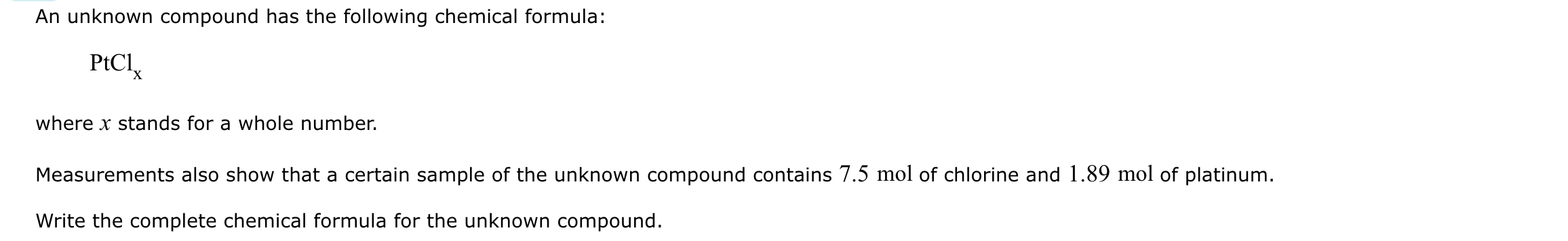 Solved An Unknown Compound Has The Following Chemical Chegg