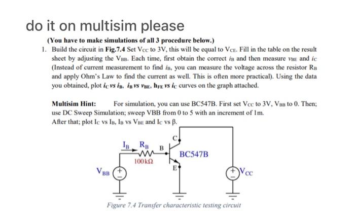 Solved It On Multisim Please You Have To Make Simulations Chegg