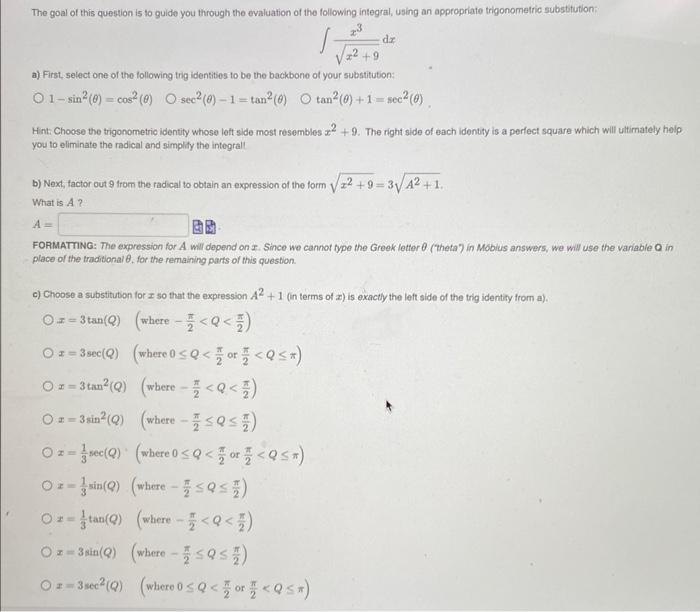 Solved X X Dx A First Select One Of The Following Trig Chegg