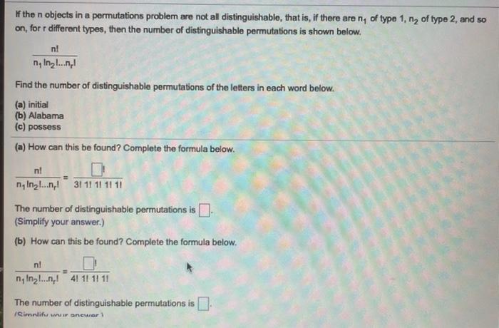 Solved If The N Objects In A Permutations Problem Are Not Al Chegg