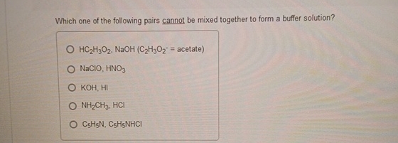 Solved Which One Of The Following Pairs Cannot Be Mixed Chegg