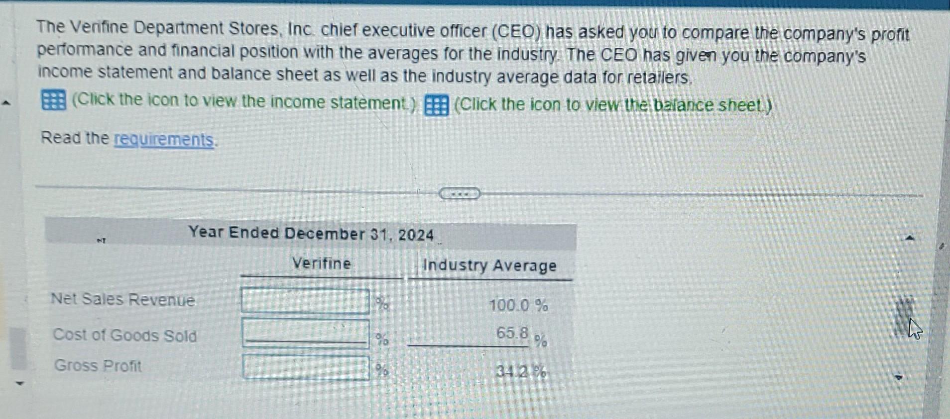 Solved The Verifine Department Stores Inc Chief Executive Chegg