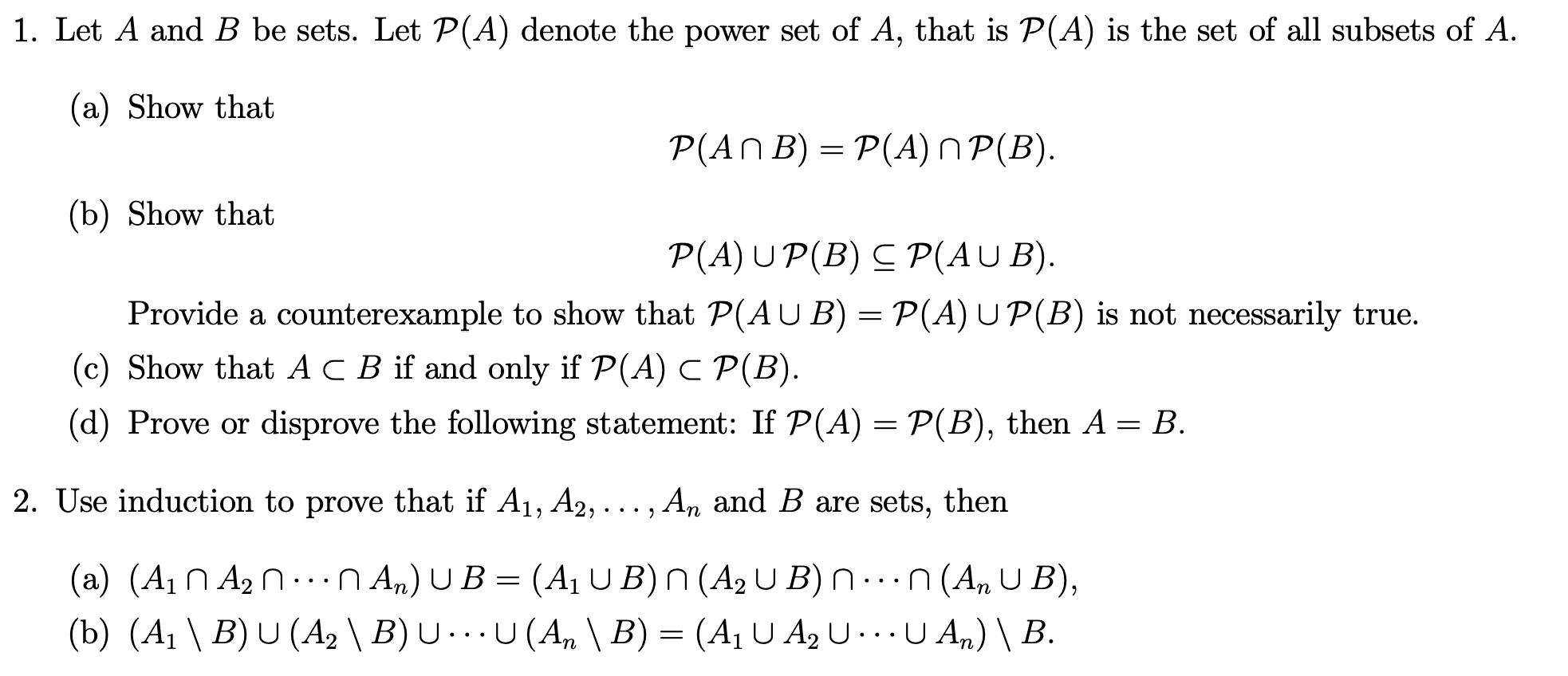 Solved Let A And B Be Sets Let P A Denote The Power Set Chegg