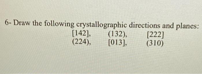 Solved 6 Draw The Following Crystallographic Directions And Chegg