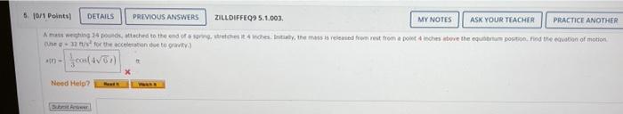 Solved Points Details Previous Answers Zilldiffeq Chegg
