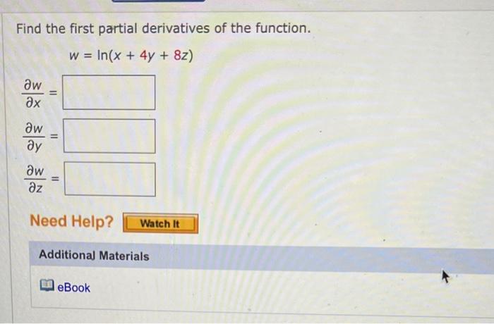 Solved Find The First Partial Derivatives Of The Function Chegg