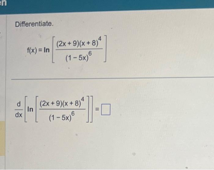 Solved Differentiate F X Ln X X X Chegg