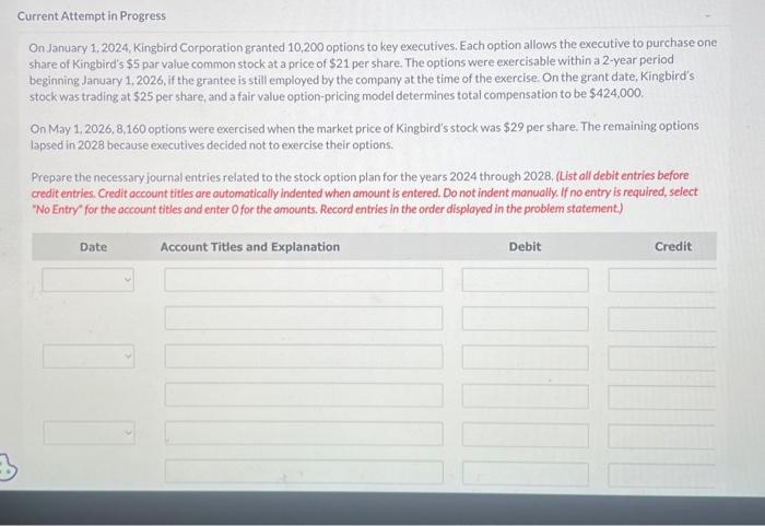 Solved On January Kingbird Corporation Granted Chegg