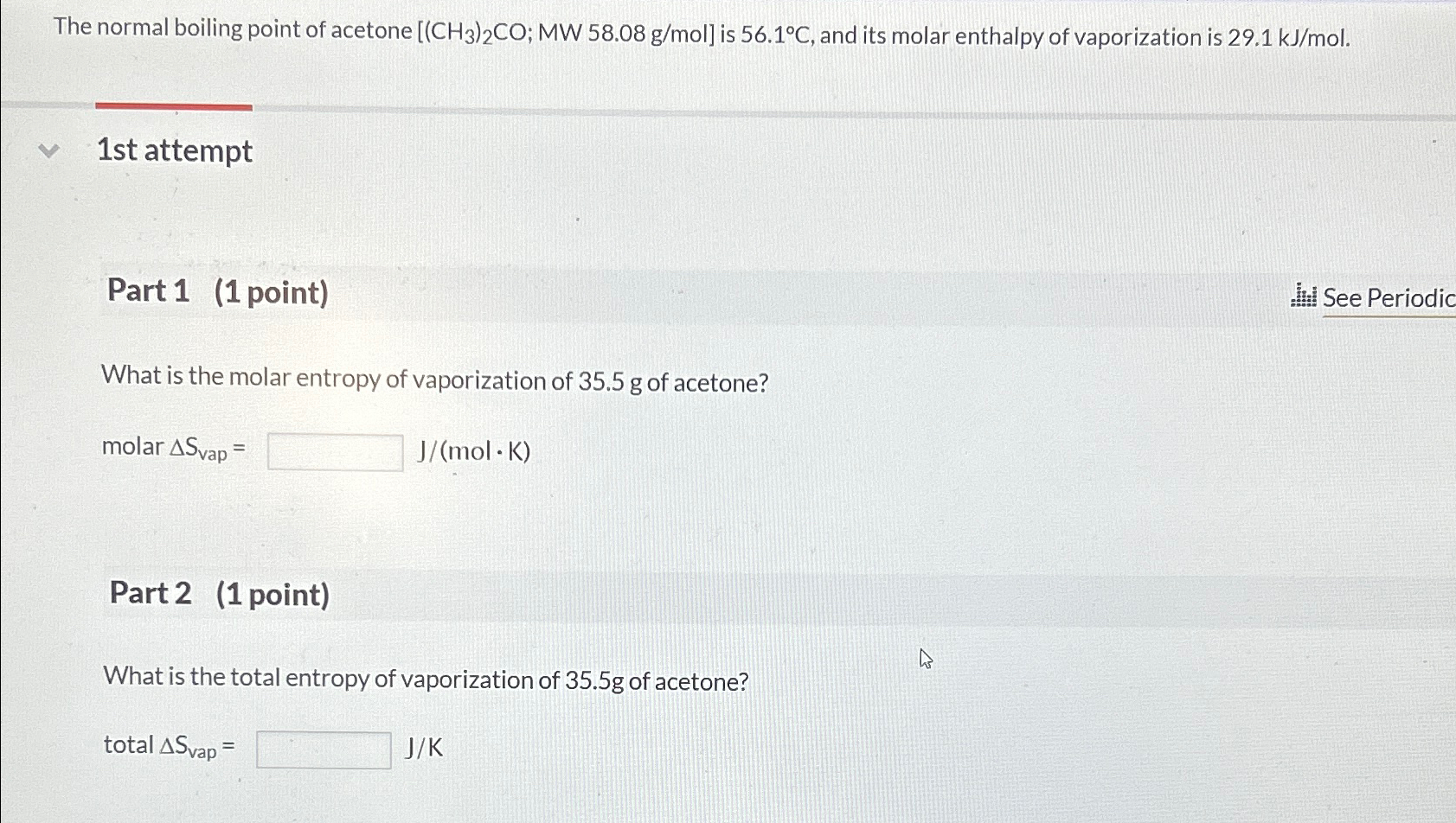 Solved The Normal Boiling Point Of Acetone Chegg