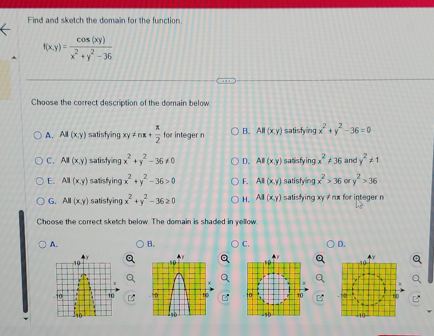 Solved Find And Sketch The Domain For The Function Chegg