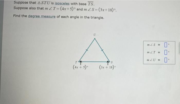 Solved Suppose That ASTU Is Isosceles With Base TS Suppose Chegg