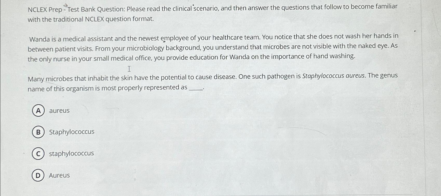 Solved Nclex Prep Test Bank Question Please Read The Chegg