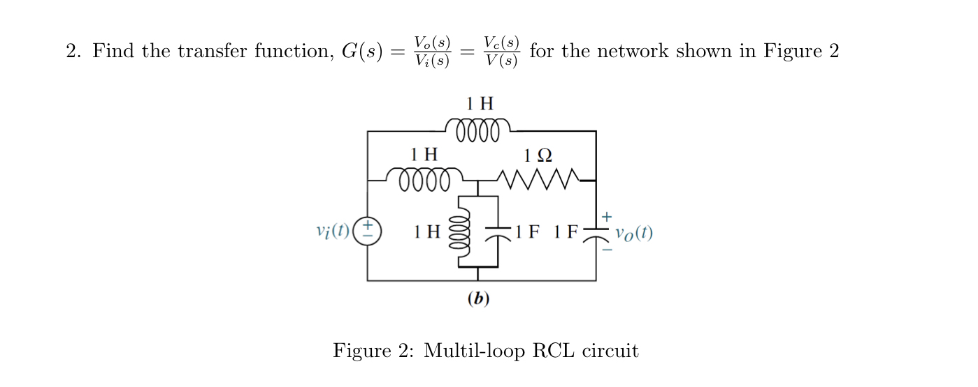 Solved Find The Transfer Function G S Vo S Vi S Vc S V S Chegg