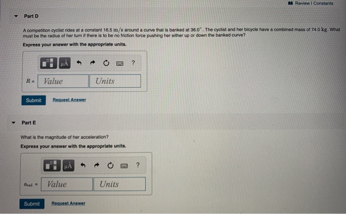 Solved Review Constants Part D A Competition Cyclist Rides Chegg