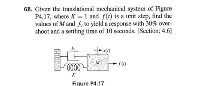 Solved 68 Given The Translational Mechanical System Of