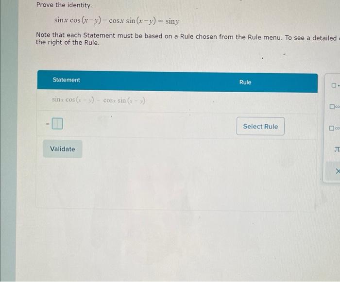 Solved Prove The Identity Sinx Cos X Y Cosx Sin X Y Chegg