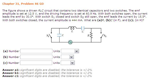 Solved The Figure Shows A Driven Rlc Circuit That Contains Chegg