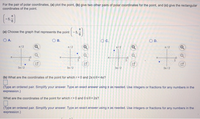 Solved For The Pair Of Polar Coordinates A Plot The Chegg