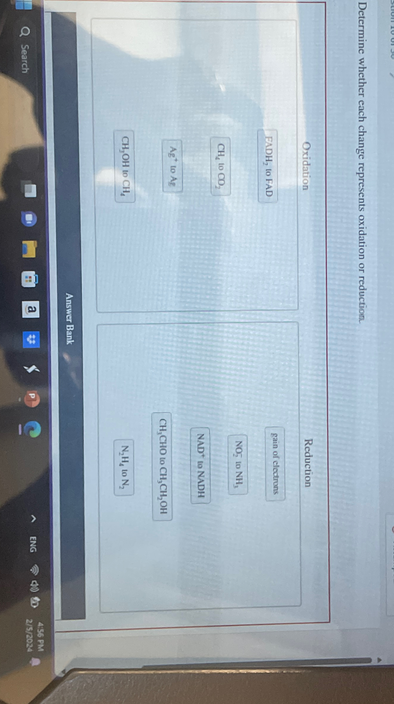 Solved Determine Whether Each Change Represents Oxidation Or Chegg