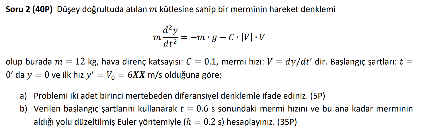 Soru 2 40P Düşey doğrultuda atılan m kütlesine Chegg