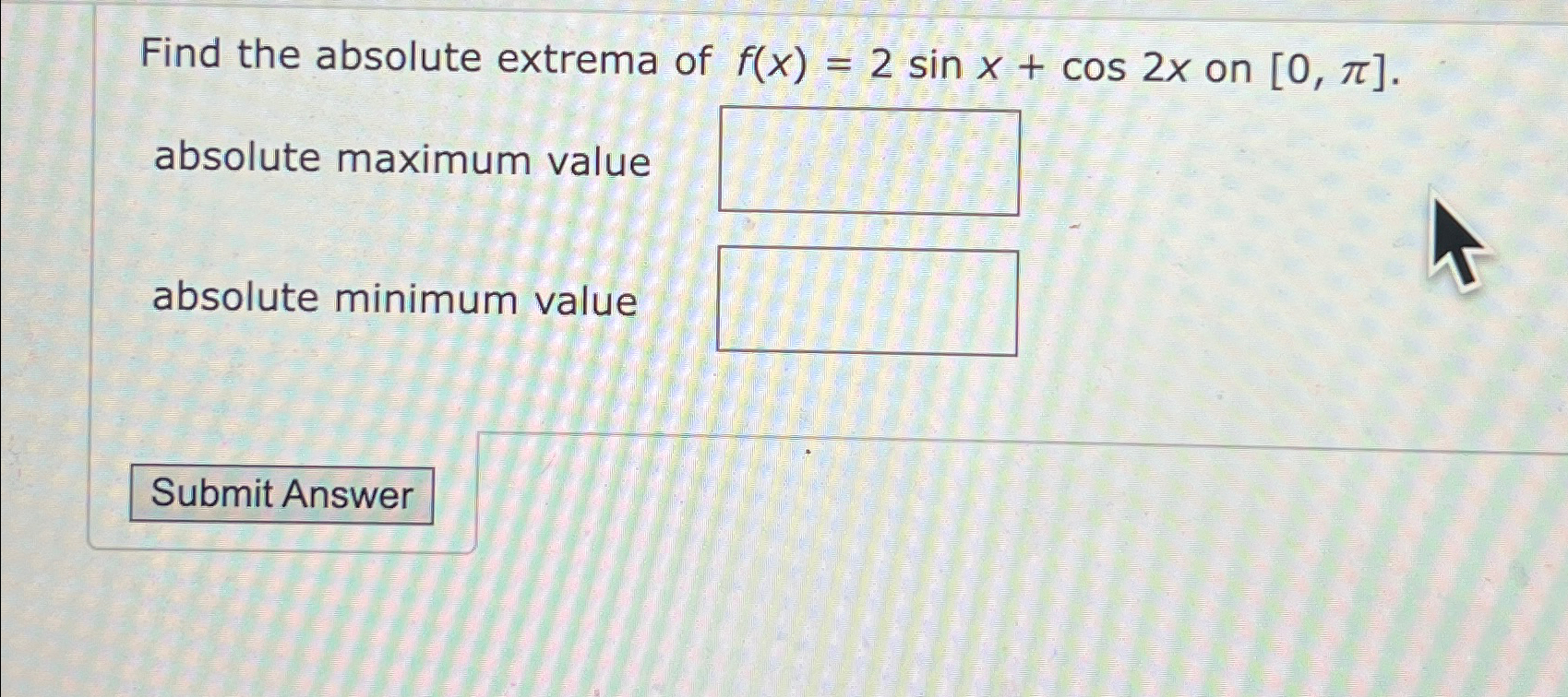 Solved Find The Absolute Extrema Of F X Sinx Cos X On Chegg