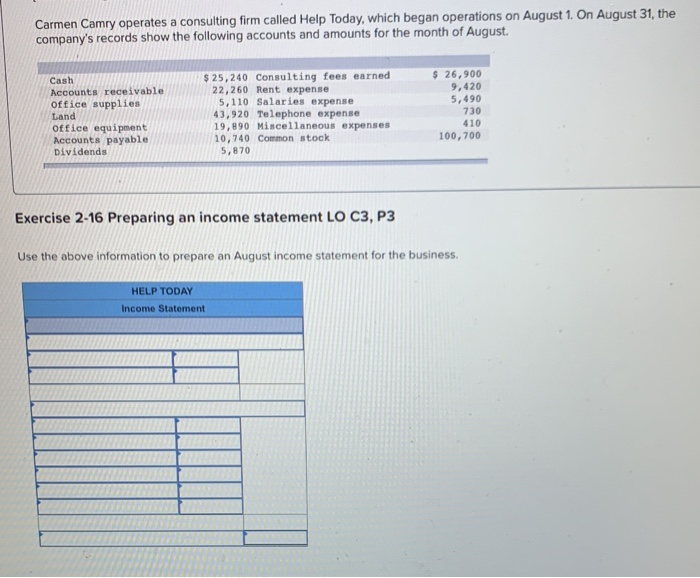 Solved Carmen Camry Operates A Consulting Firm Called Help Chegg