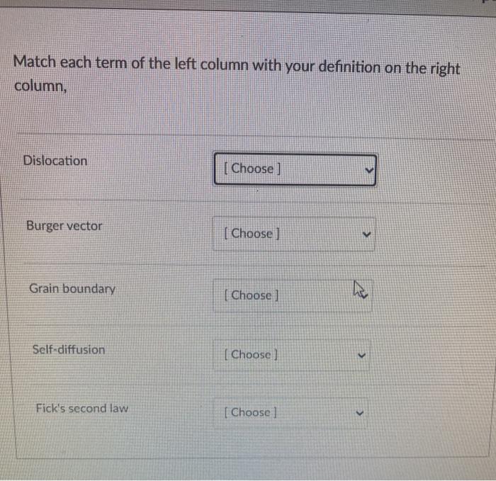 Solved Match Each Term Of The Left Column With Your Chegg