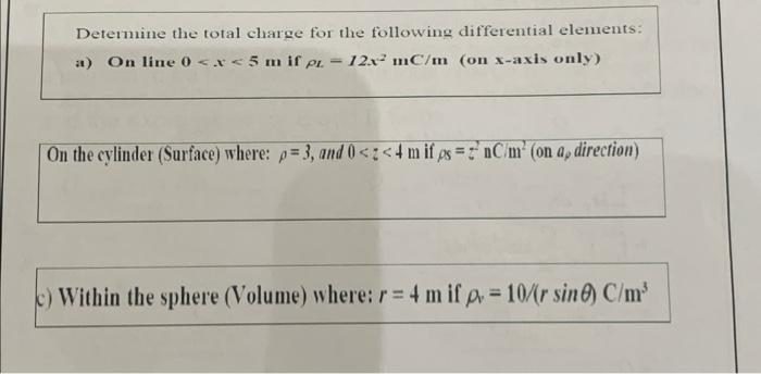 Solved Determine The Total Charge For The Following Chegg