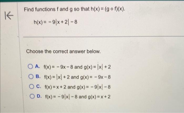 Solved Find Functions F And G So That H X Gf X Chegg