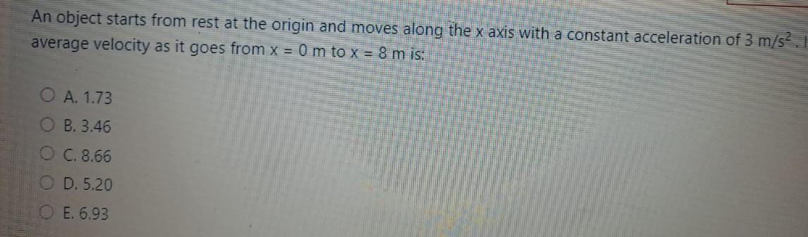 Solved An Object Starts From Rest At The Origin And Moves Chegg