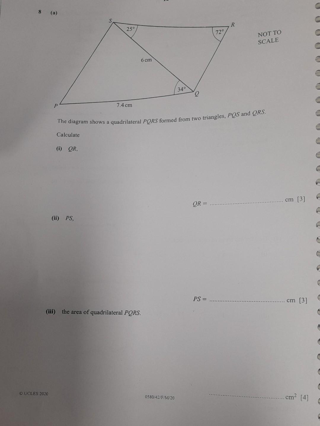 The Diagram Shows A Quadrilateral Pqrs Formed From Chegg