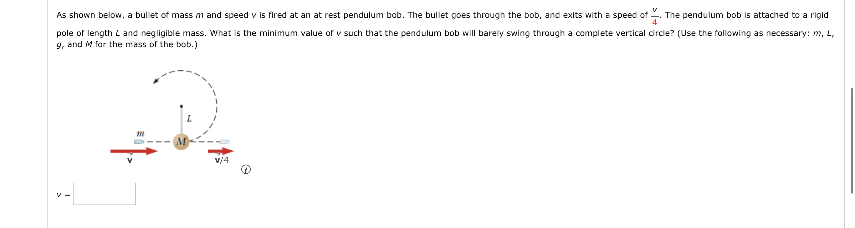 Solved As Shown Below A Bullet Of Mass M And Speed V Is Chegg