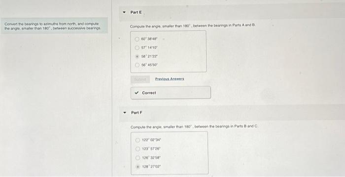 Solved Convert The Bearings To Azimuths From North And Chegg