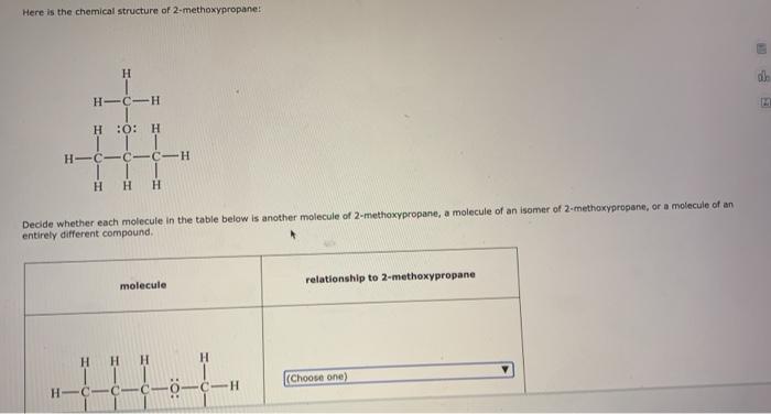 Solved Here Is The Chemical Structure Of Methoxypropane H Chegg