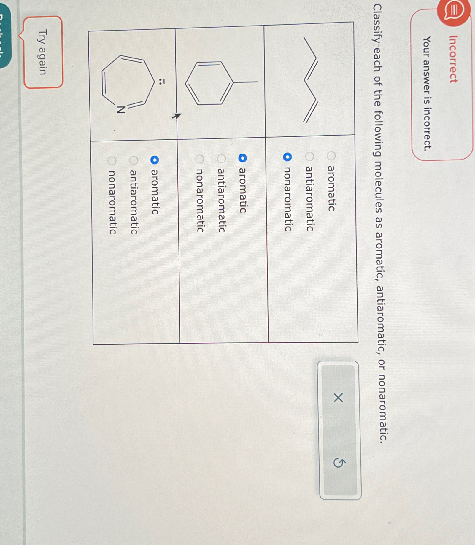 Solved Classify Each Of The Following Molecules As Aromatic Chegg