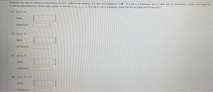 Solved Consider The Sets Of Vectors Of The Following Form Chegg