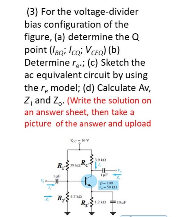 Solved For The Voltage Divider Bias Configuration Of The Chegg