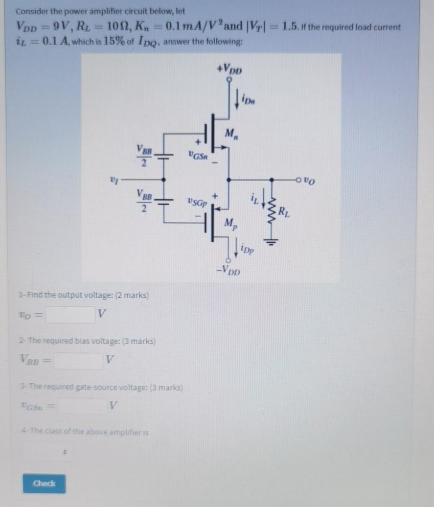 Solved Consider The Power Amplifier Circuit Below Let Vpp Chegg