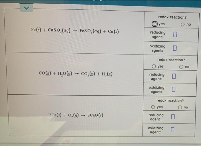 Solved Fe S Cuso Aq FeSO Aq Cu S Redox Chegg