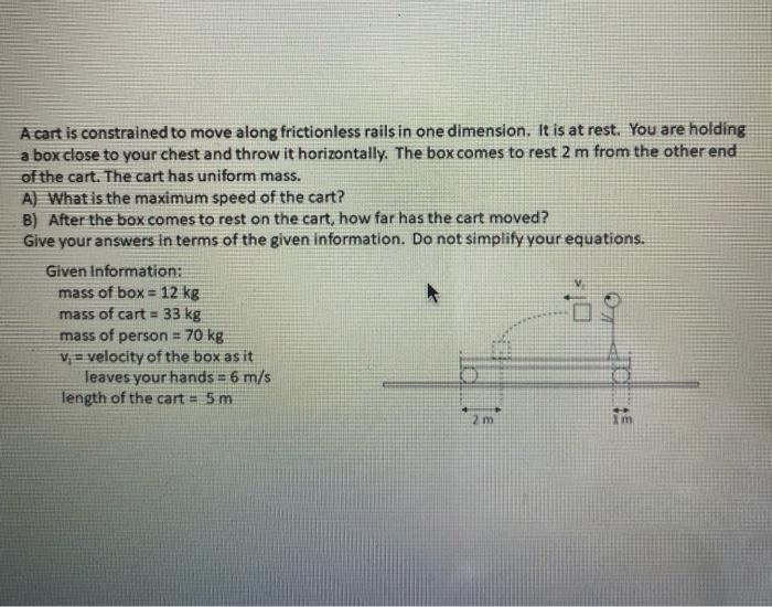 Solved A Cart Is Constrained To Move Along Frictionless Chegg