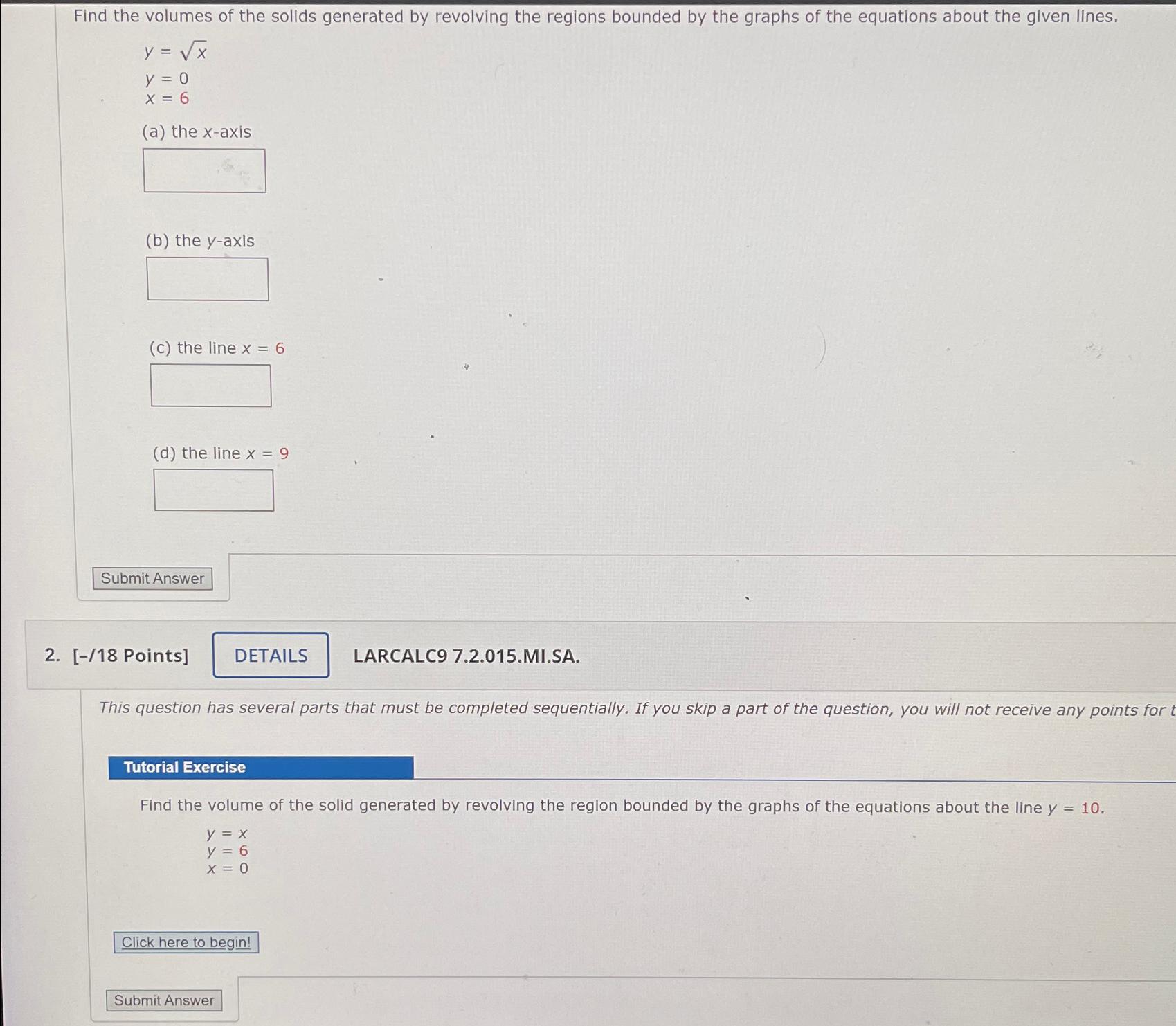 Solved Find The Volumes Of The Solids Generated By Revolving Chegg