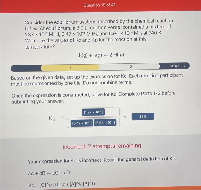 Solved Consider The Equilibrium System Described By The Chegg